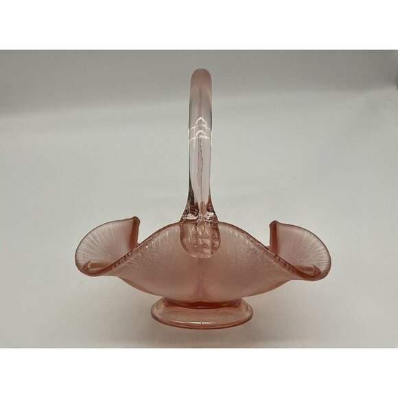 Fenton USA Velva Rose Iridescent Stretch Glass 75th Anniv. Cloverleaf Basket - Picture 11 of 15